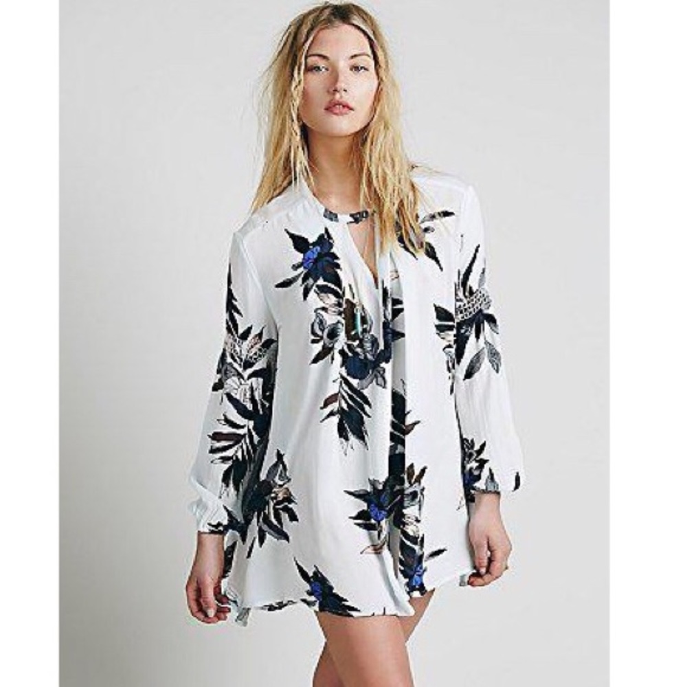 Free People Electric Orchid Print Swing Tunic